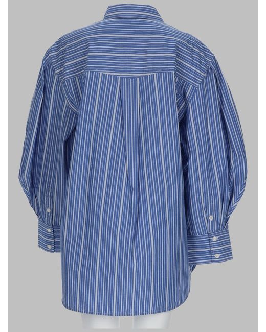 Ganni Blue Organic Cotton Mini Shirt For Fw26