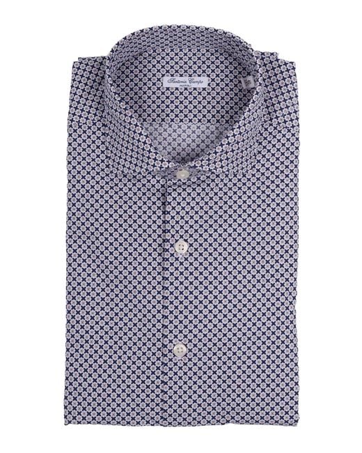 SARTORIA DEL CAMPO-SONRISA Blue Shirt Cotton for men