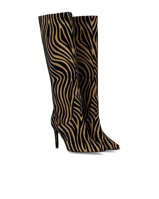 NCUB Black Bit Zebra Print High Boot