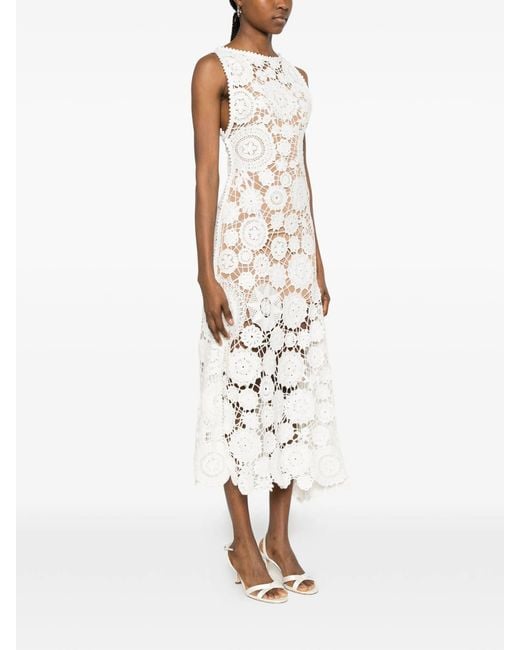 Self-Portrait White Crochet Maxi Dress