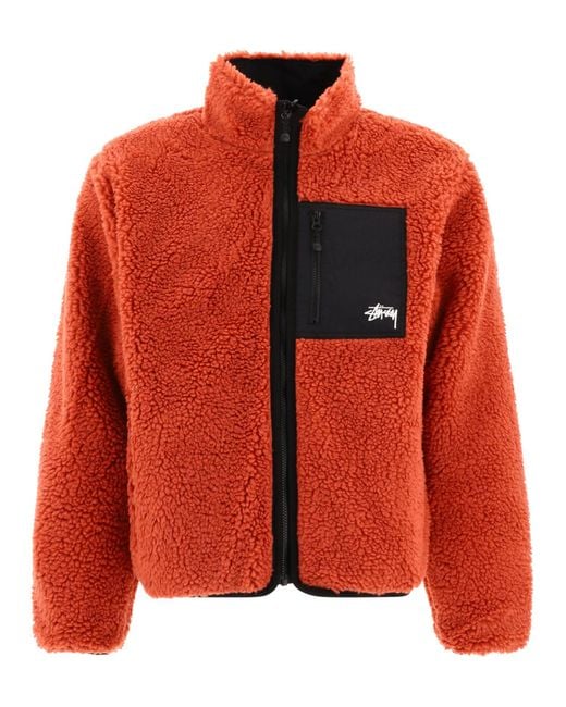 "sherpa" chaqueta reversible Stussy de hombre de color Orange