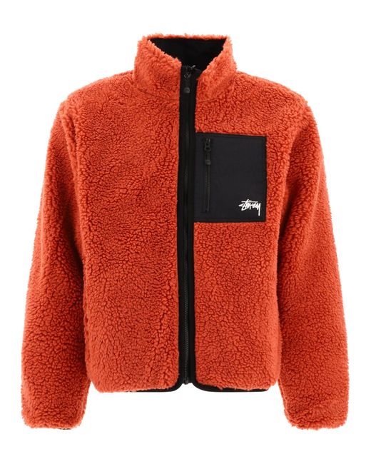 Stussy Orange "Sherpa" Reversible Jacket for men