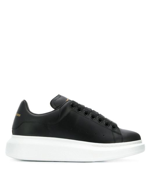 Alexander McQueen Black E Leder Oversized Low-Top Sneakers