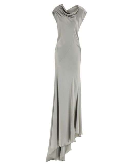 Alberta Ferretti White Mermaid Silhouette Satin Evening Dress