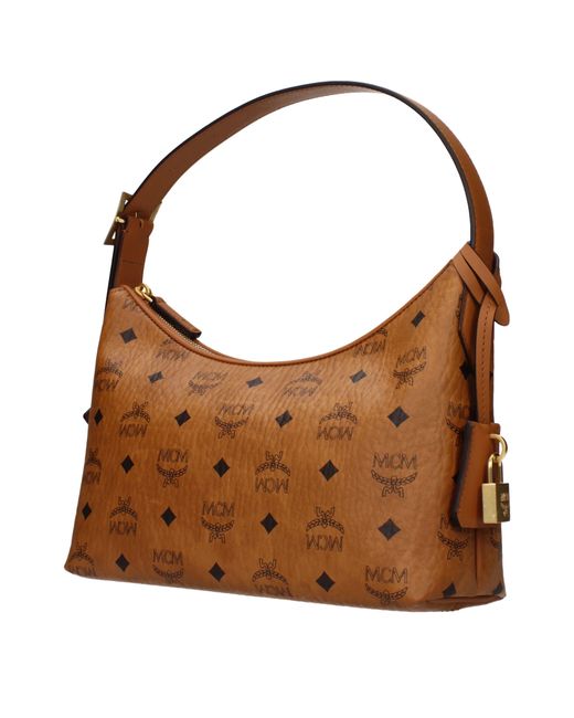 MCM Brown Shoulder Bag Fabric/Cognac