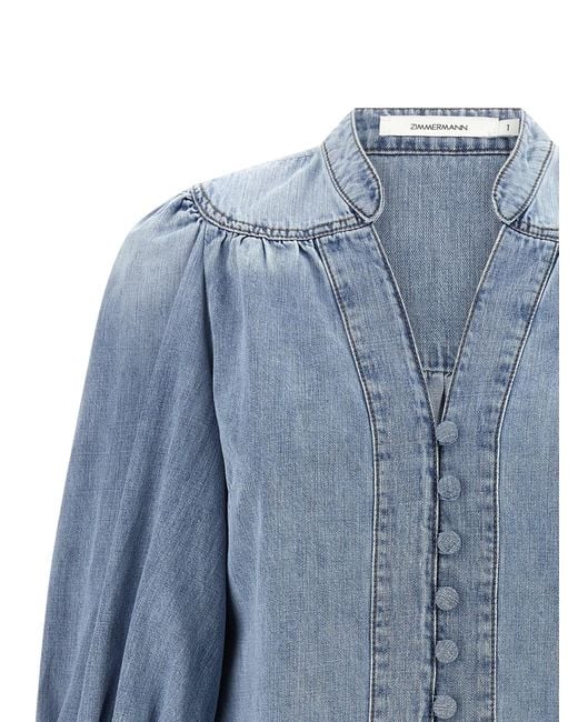 Zimmermann Blue 'Lucky' Bluse