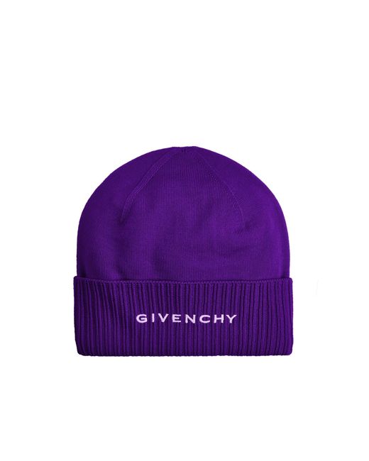 Givenchy Purple Wool Logo Hat for men
