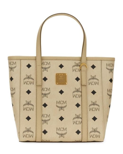 MCM Natural Printed Canvas Mini Tony Handbag