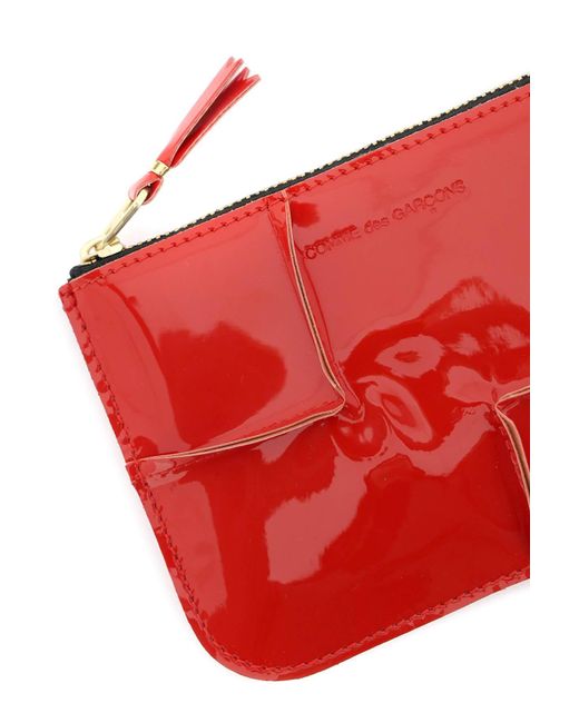 Portefeuille Comme des Garcons Zip autour du portefeuille en cuir breveté avec fermeture éclair Comme des Garçons pour homme en coloris Red