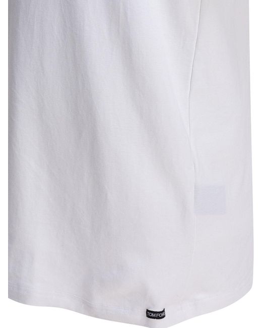 Tom Ford White Stretch Cotton T -shirt voor heren