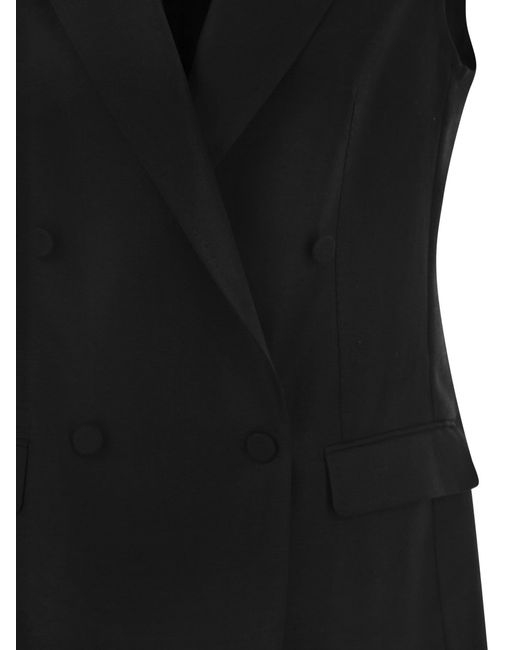 Chaleco de lino con doble botonadura Tagliatore de color Black