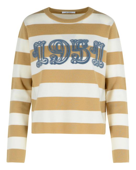 'Viterbo' Sand Virgin Wool Sweater di Max Mara in Gray