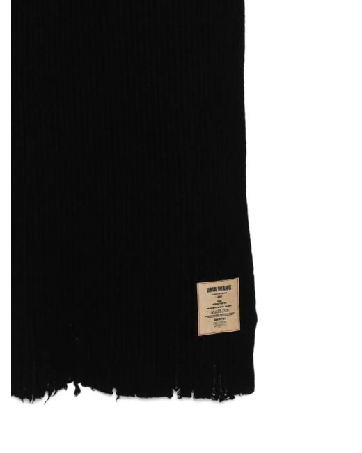 Uma Wang White Scarf With Frayed Edges