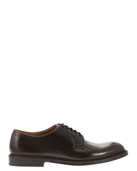 Doucal's Black Smooth Leather Derby