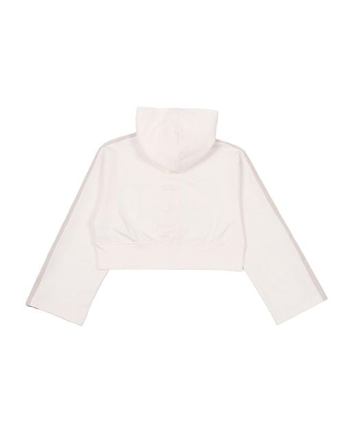 Palm Angels Natural Track Cropped Zip Hoodie Girl