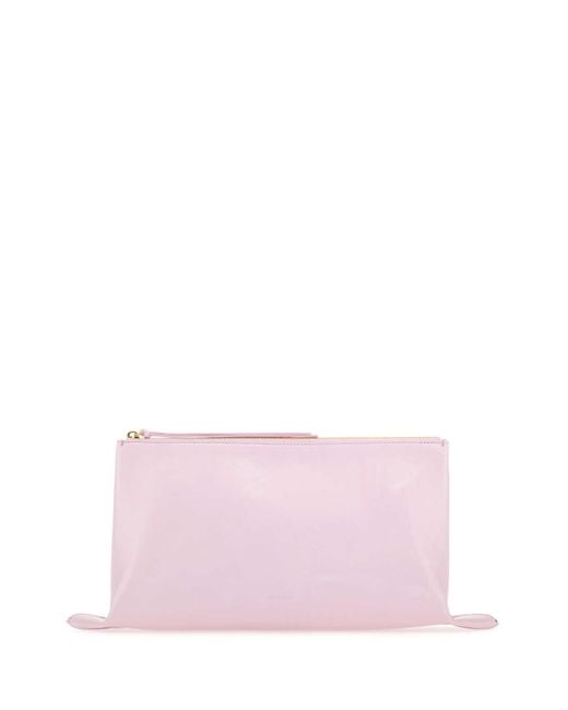 Jil Sander Pink Pastel Leather Medium Clutch