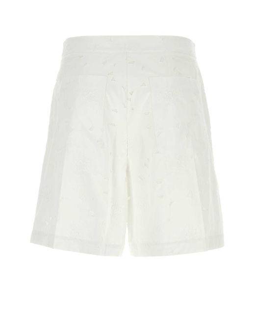 Valentino Garavani White Cotton Blend Bermuda Shorts for men