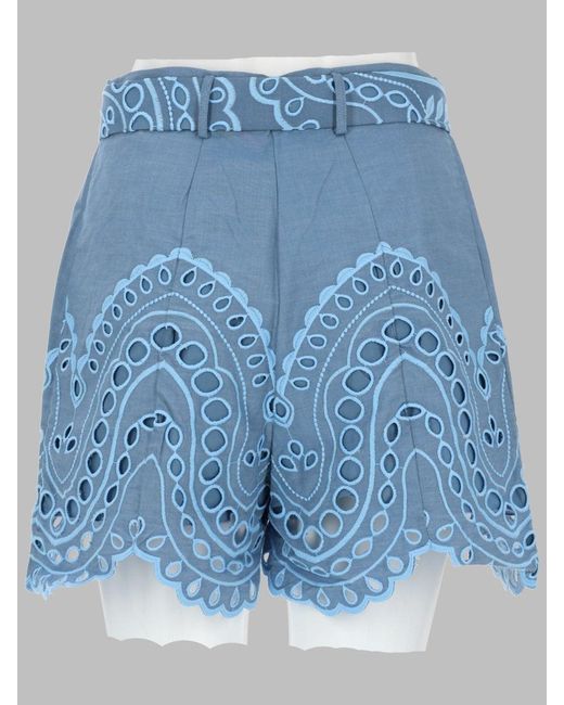 Charo Ruiz Blue Dune High Waisted Scalloped Shorts