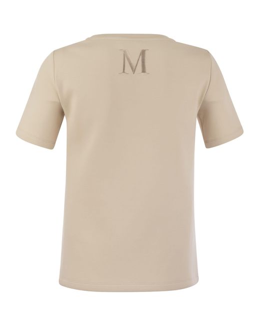 Max Mara Natural Fianco Scuba Jersey T -Shirt mit Logo