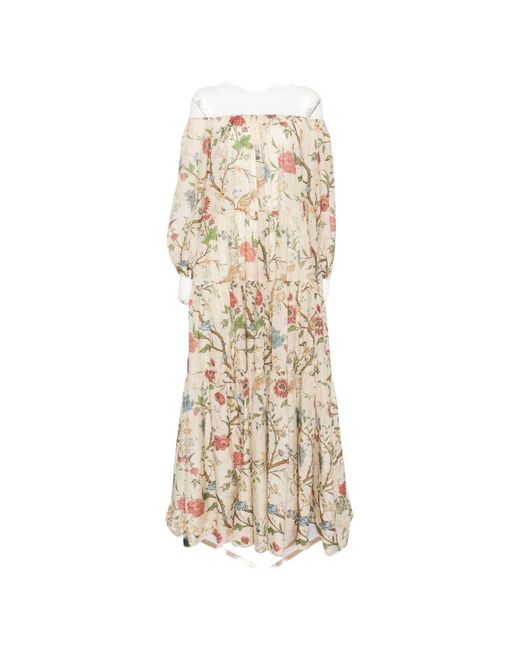Into The East White Printed Cotton Dress