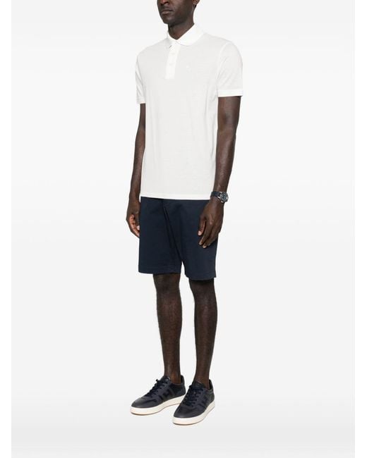 Emporio Armani White Logo Cotton Polo Shirt for men