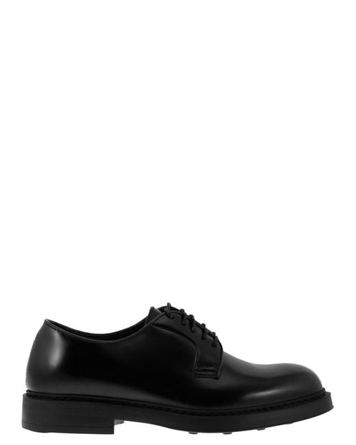 Doucal's Black Leather Derby Lace Up for men