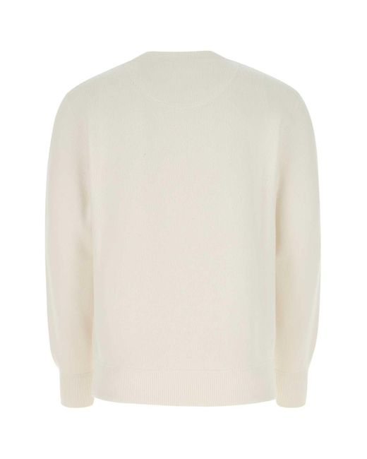 Prada White Ivory Stretch Cashmere Blend Sweater for men