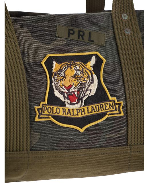 Polo Ralph Lauren Camouflage Canvas Duffle Bag Met Tiger in het Black voor heren