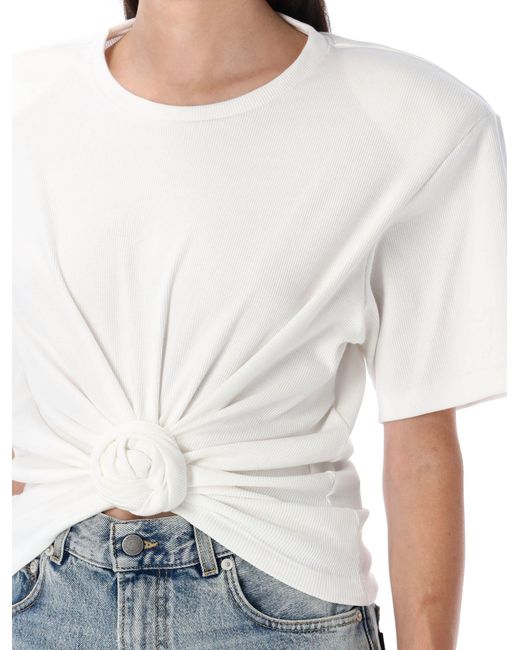 Magda Butrym Blue Knotted Ribbed T-Shirt
