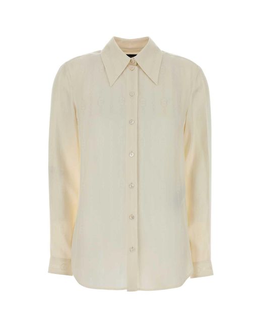 Gucci White Ivory Crepe Shirt