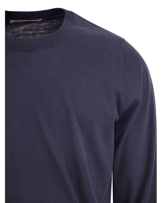 Jersey di cotone leggero di Brunello Cucinelli in Blue da Uomo