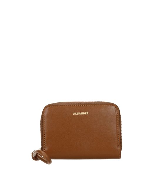 Jil Sander Brown Portamonete Donna Pelle Marrone/Acorn