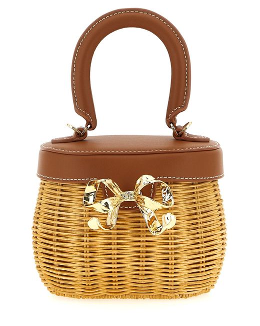 Self-Portrait Metallic Self -Porträt 'Rattan Bow Korb' Handtasche