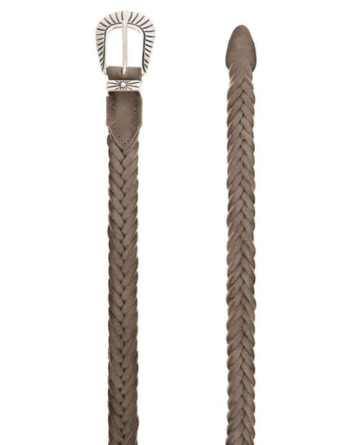 Alberto Luti Gray Braided Leather Belt for men