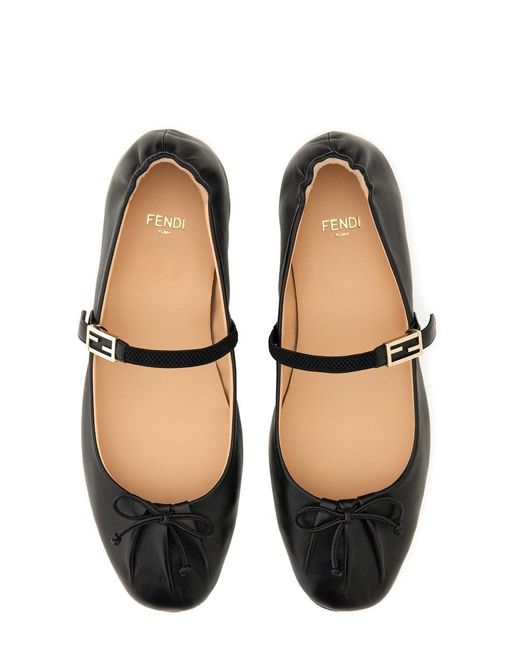 Fendi Black Ballerina With Ff Baguette Pattern