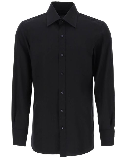 Silk Blend Poplin Camisa Tom Ford de hombre de color Black