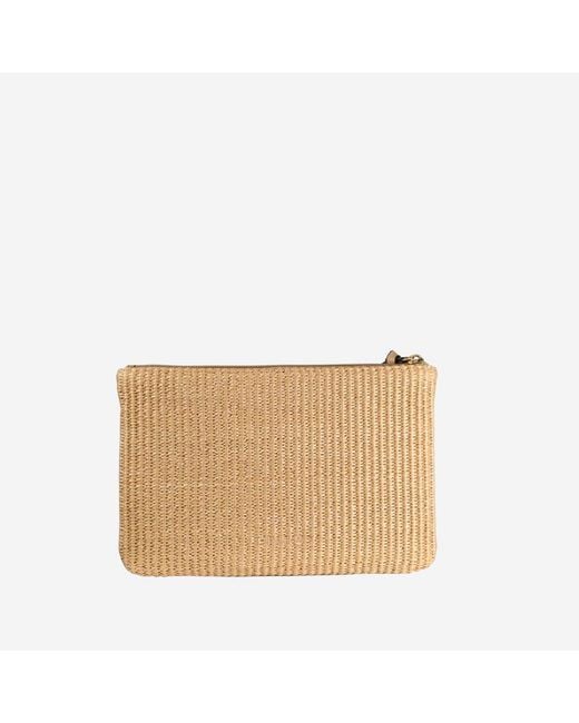 Pinko Natural Raffia Clutch With Logo