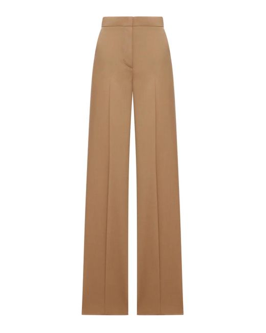 Max Mara Rechte Been Lichte Wollen Broek in het Natural