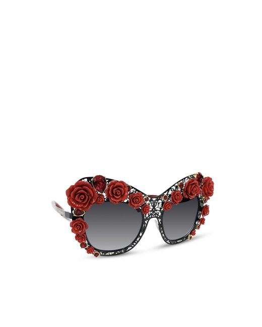 Dolce & Gabbana Red Rose Cat-eye Sunglasses