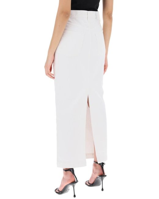 Falda de la columna de mezclilla con un delgado Wardrobe NYC de color White