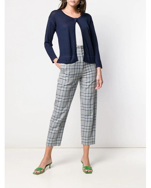 LA ROSE Blue One Button Cardigan