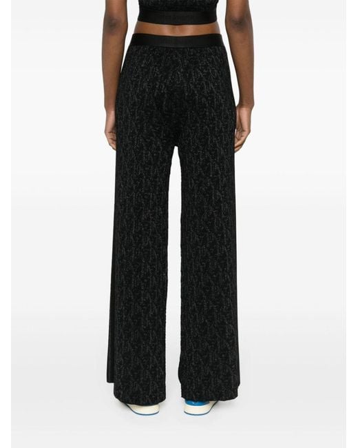 Palm Angels Black Knitted Flared Trousers