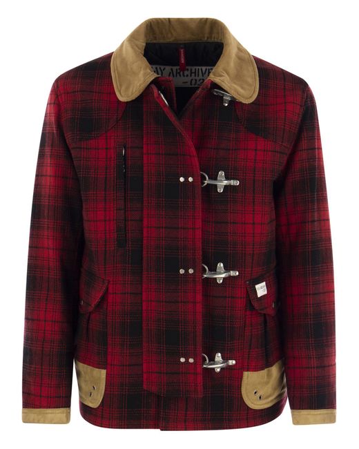 Fay Red 4 Hooks Wool Jacket With Hooks for men