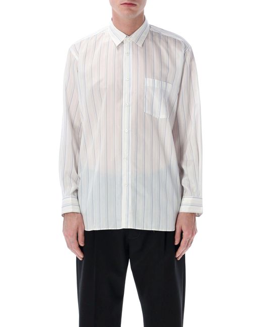 Comme des Garçons White Striped Cupro Shirt for men