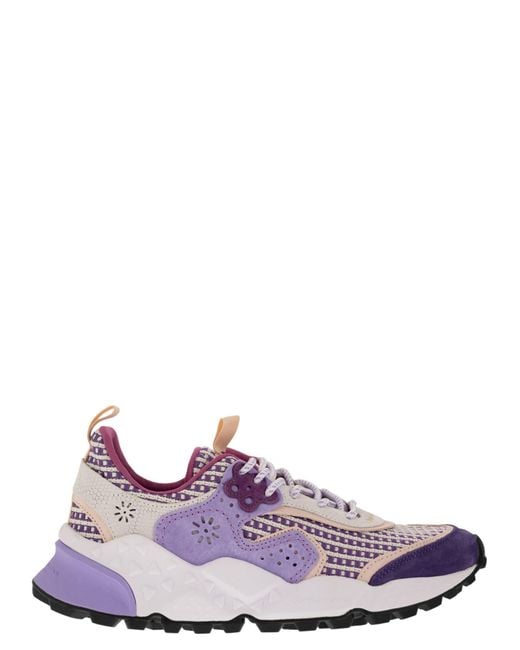 Flower Mountain Purple Kotetsu Sneakers In Suede And Technical Fabric