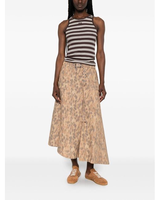 Ganni Natural Printed Cotton Skirt