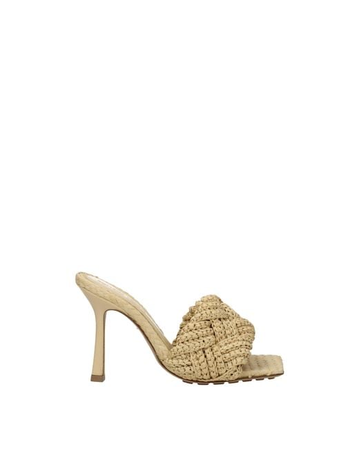 Bottega Veneta Metallic Lido Sandals Raffia/Sugar Cane