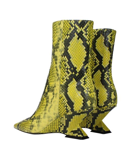 The Attico Green Yellow Leather Ankle
