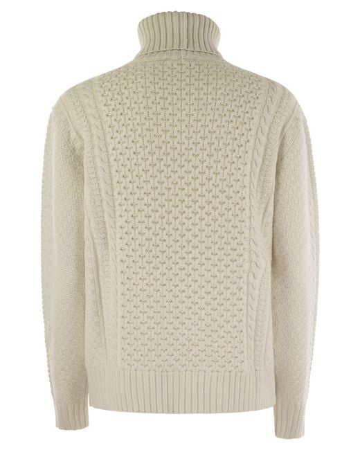 Fabiana Filippi White Turtleneck Jumper With Special Workmanship