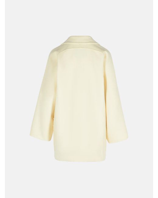 Max Mara 'teddy Crop' White Wool Blend Coat in het Natural